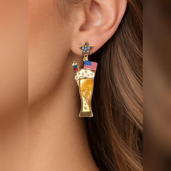 🇺🇲 Maurices Gold and Red Patriotic Earrings - Picture 2 of 3